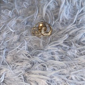 Vintage Cat Rhinestone Pin